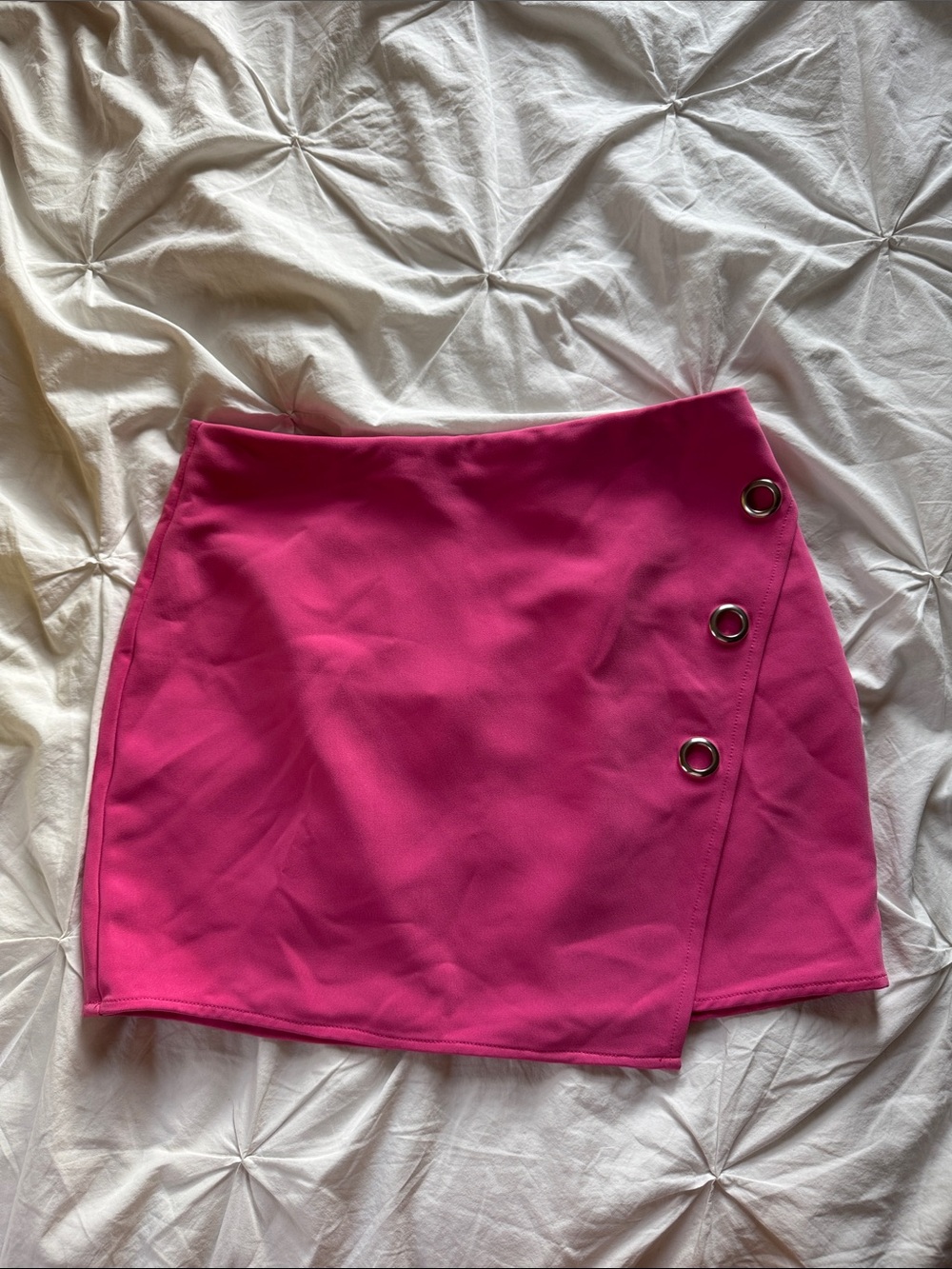 Hot Pink Mini Skirt with Side Grommet Detail